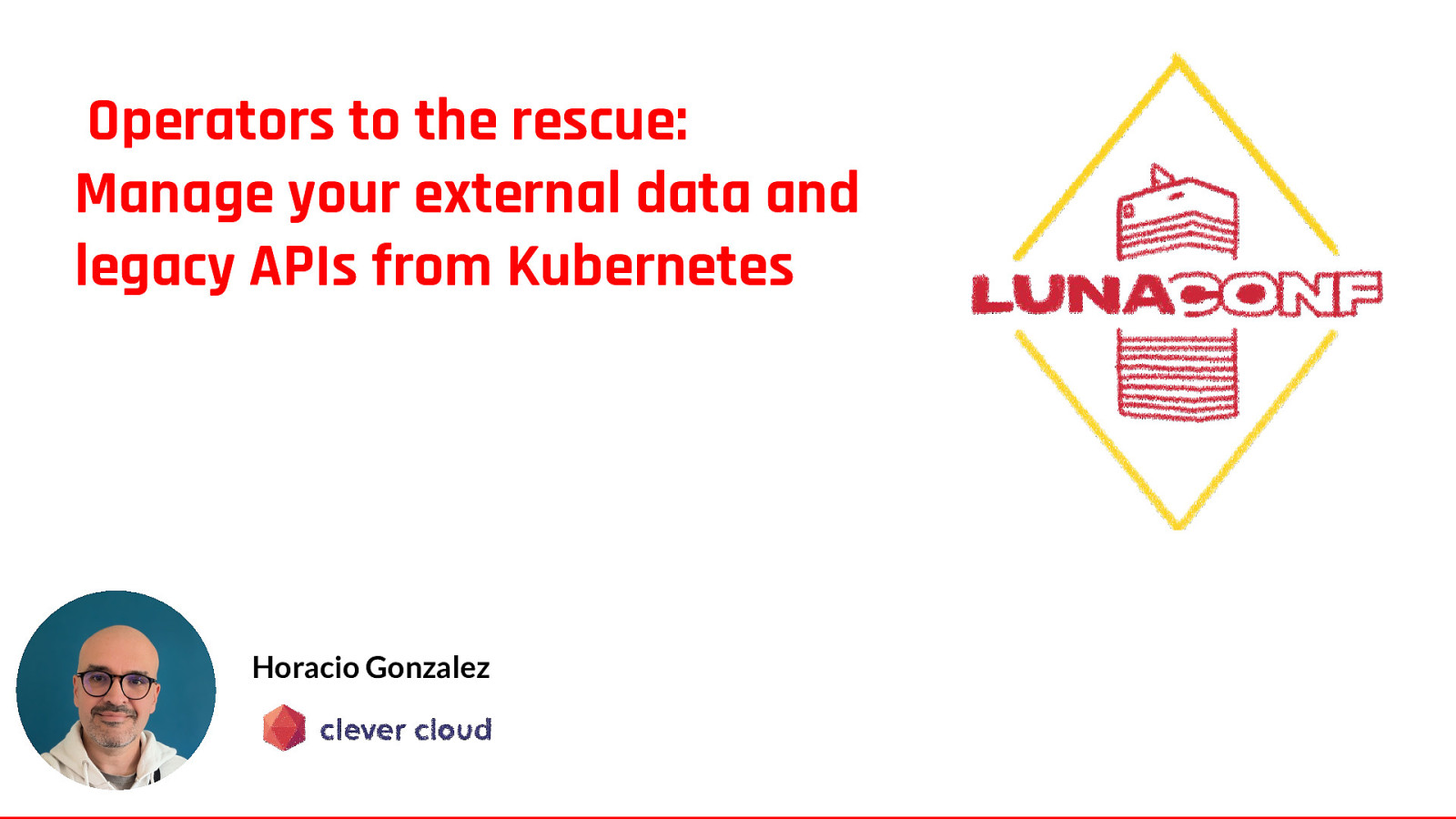 Operators to the rescue: Manage your external data and legacy APIs from Kubernetes slide deck cover